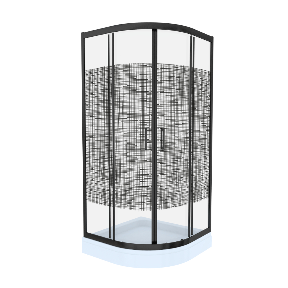 Cabina de dus Celesta Titan  semirotunda  800 x 800 x 1900 mm  sticla cu model Lines 104  6 mm  prof