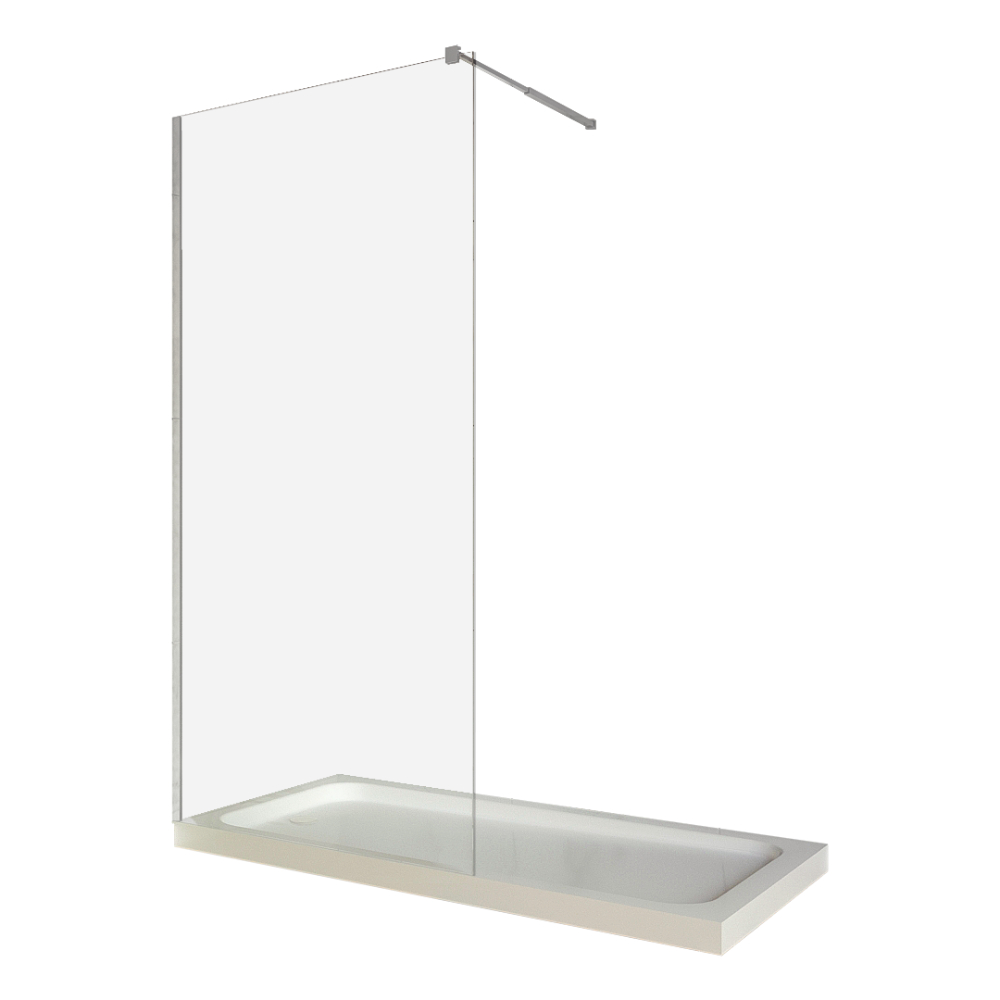Paravan dus walk in / Perete dus sticla transparenta 8 mm profil crom tija extensibila 100 x 200 cm