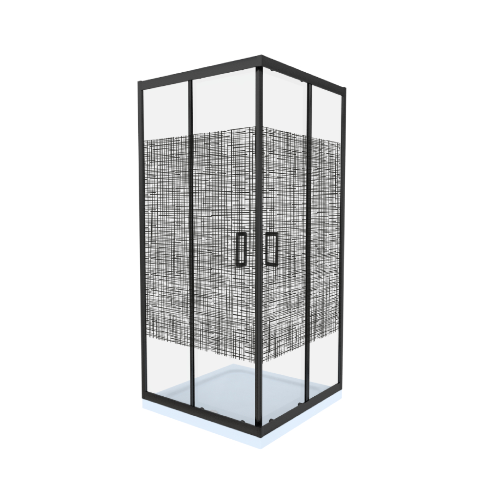 Cabina de dus Celesta Titan  patrata  800 x 800 x 1900 mm  sticla cu model Lines 104  6 mm  profil n