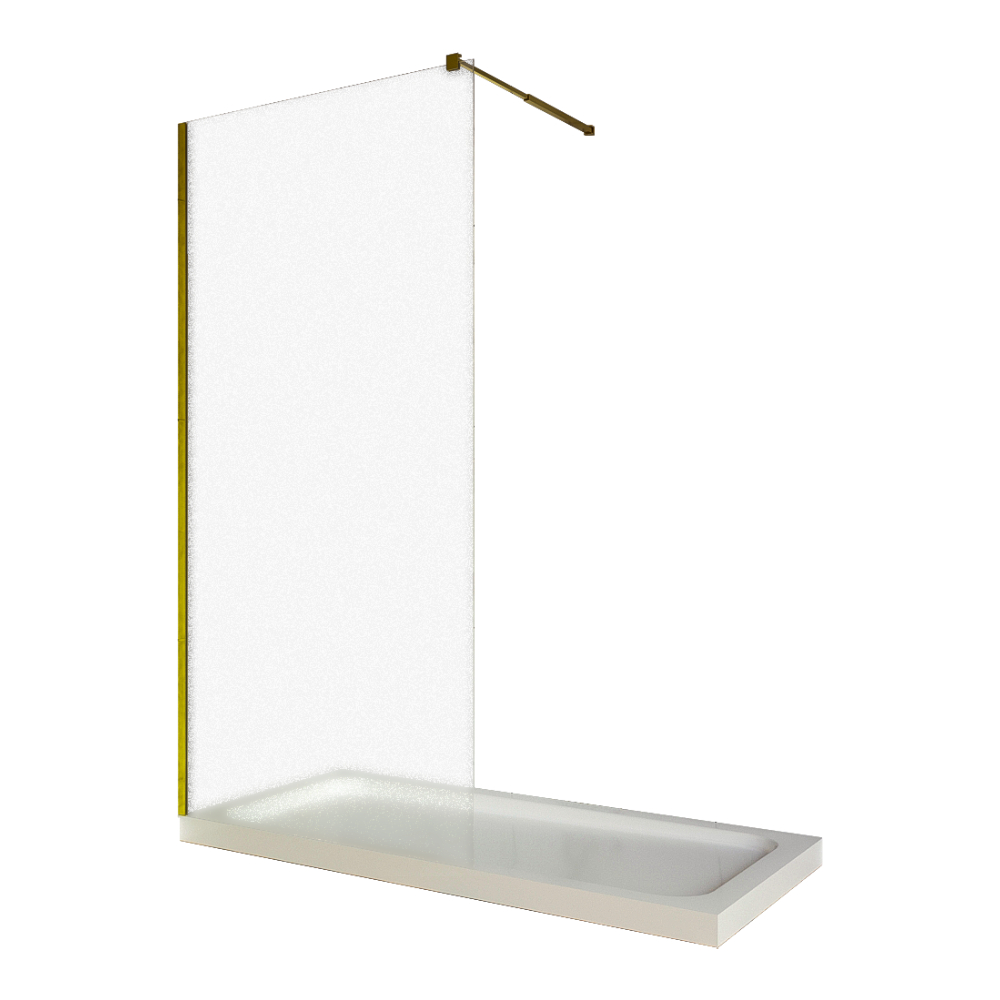 Paravan dus walk in / Perete dus sticla sablata 8 mm profil auriu tija extensibila 90 x 200 cm