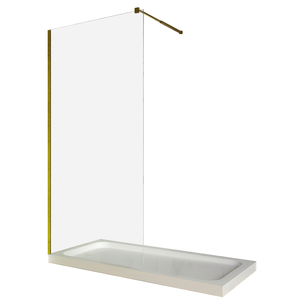 Paravan dus walk in / Perete dus sticla transparenta 8 mm profil auriu tija extensibila 100 x 200 cm