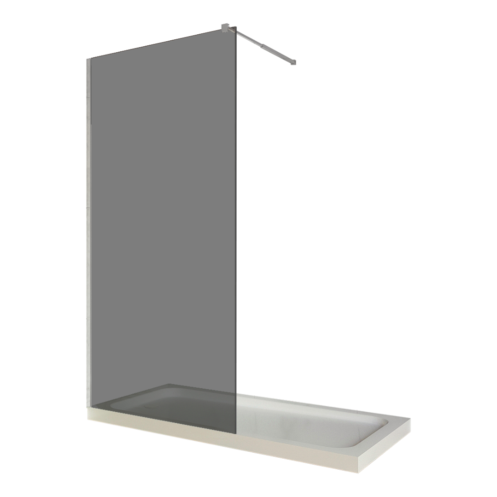 Paravan dus walk in / Perete dus sticla fumurie 8 mm profil crom tija extensibila 100 x 200 cm