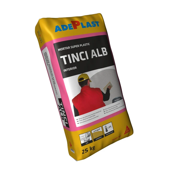 Mortar tinci pentru tencuieli si reparatii  Adeplast  pentru interior/exterior  Alb  25 kg