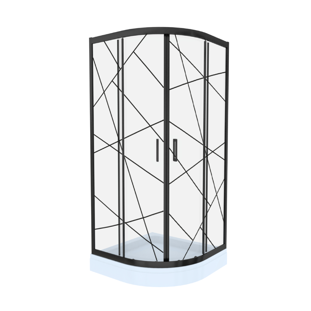 Cabina de dus Celesta Titan  semirotunda  800 x 800 x 1900 mm  sticla cu model geometric 105  6 mm  