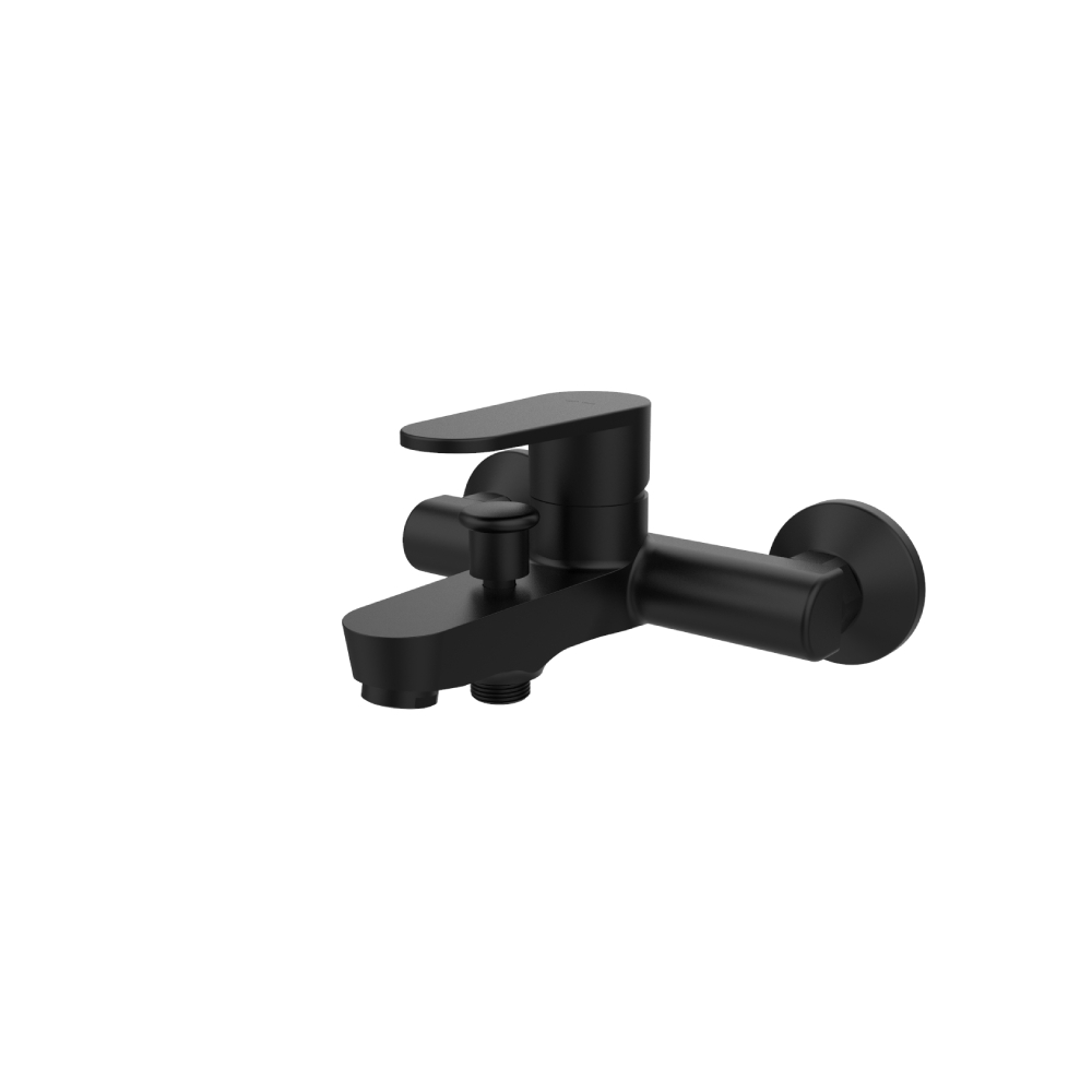 Baterie cada Boet Luca 14555/N, monocomanda, furtun si para de dus incluse, Negru mat