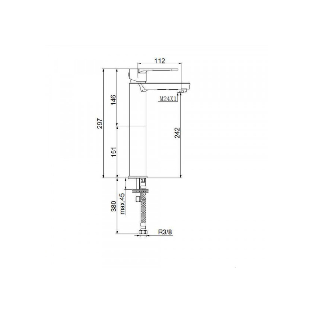 Baterie lavoar Boet Luca 14111/N  monocomanda  marimea XL  Negru mat