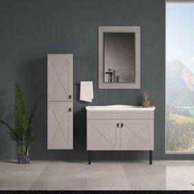 Set mobilier baie Bari, 3 piese, 100 cm, crem