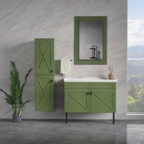 Set mobilier baie Bari, 3 piese, 100 cm, verde