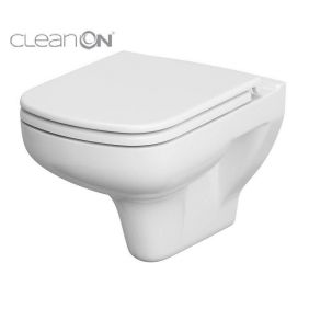 Vas WC suspendat Cersanit Set 652 Colour New Clean On + capac duroplast antibacterian, alb