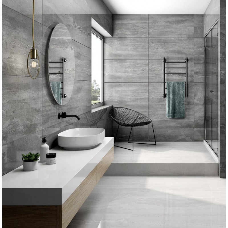 Faianta rectificata Fossil Dark Grey  30 x 75  lucioasa