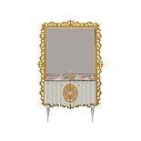 Set mobilier baie Pierre Cardin Hagia Sofia, 3 piese, 145 cm, alb perlat