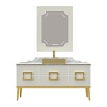 Set mobilier baie Pierre Cardin Mercury, 3 piese, 150 cm, alb-auriu