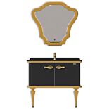 Set mobilier baie Pierre Cardin Angelica 3 piese, 101 cm, negru-auriu