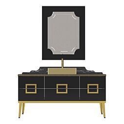 Set mobilier baie Pierre Cardin Mercury, 3 piese, 150 cm, negru-auriu
